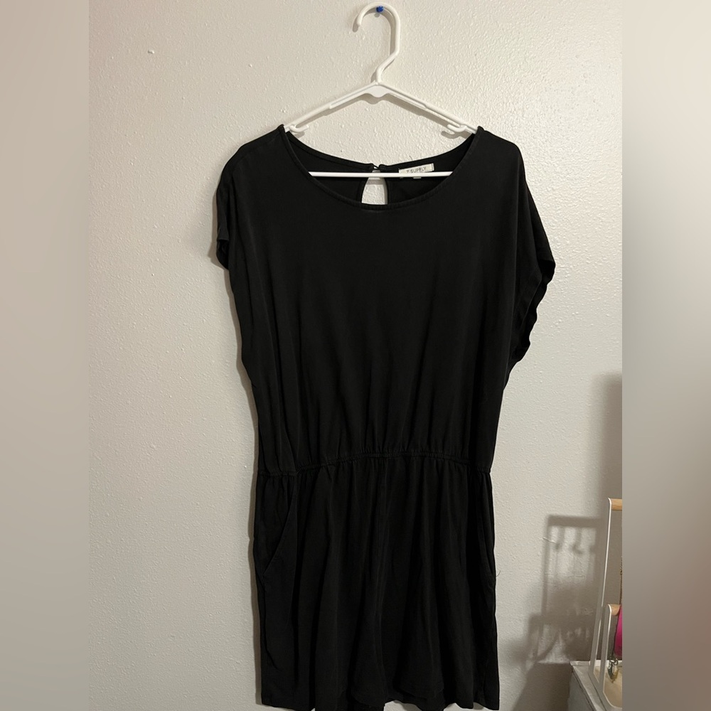 Z-Supply Black Short Sleeve Elastic Waist Dress